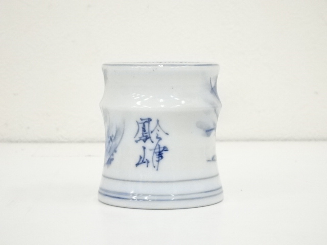 茶器 煎茶 道具 染付 蓋置 共箱 時代 茶器 煎茶 道具 染付 蓋置 共箱 時代